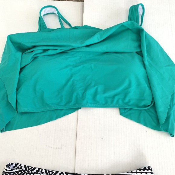 Fancyskin Womens XXL 2XL Swimsuit Bikini Teal Aztec High Waist Tummy Control New - Picture 4 of 9